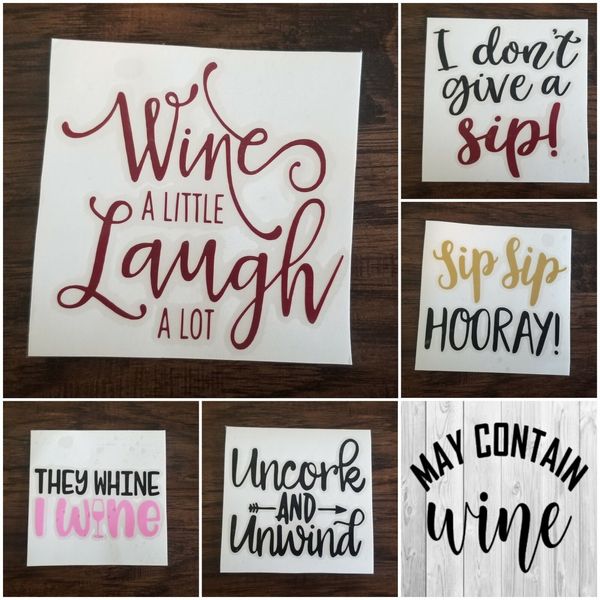 Wine Decal Bundle | Vinyl Stickers | 6 Decals