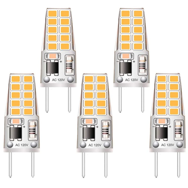 Kapata 5 Pack G8 LED Bulb Soft White 2700K 120V 3W Equivalent to G8 ...