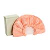 KISMETICS - Crinkled Shower Cap, Large & Reusable Double Layer Shower Cap Lined with Waterproof Material, Pleated Fabric with Ruffle Trim, Large Size for All Hair Lengths (Peach)