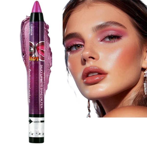 Bright Pink Shimmer Eyeshadow Stick,Pearl Cream Eye Shadow Pen,Shimmer Cream Eye Shadow Pencil,Eye Shadow Sticks For Women,Glitter Color Crayon Eyeshadows Pencil,Highly Pigmented Eyeliner Eye Makeup