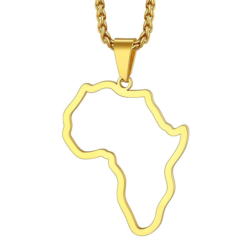 Richsteel Gold Africa Map Outline Pendant Necklace Men South African ...