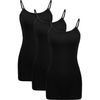 WILLBOND 3 Pieces Women Basic Long Tanks Adjustable Spaghetti Strap Camisole Top (,) Black
