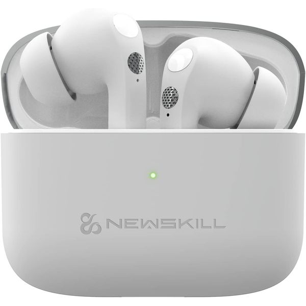 NEWSKILL Anuki Bluetooth 5.0 Wireless Headset, Touch Control, Geräuschunterdrückung, Mikrofon, IPX4 resistent, 16 Stunden Wiedergabe, Wireless Earbuds USB-C Charging, Weiß