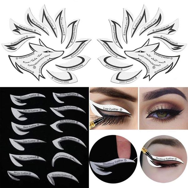 Kagodri Eye Makeup Template Stickers, 24pcs Template Eye Makeup Tools, Nine-tailed Fox Eyeshadow Eyeliner Makeup Tools