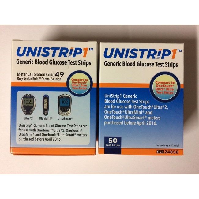 UniStrip 100 Test Strips for Use with Onetouch® Ultra® Meters Exp: 10/17/2025