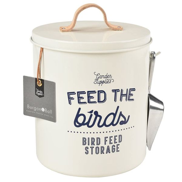 Burgon & Ball Tin Bird Food Storage, 25 cm Height x 18 cm Diameter, Stone Cream