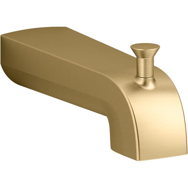 KOHLER 97089-2MB Pitch Wall-Mount Diverter Bath Spout, Bathtub Spout with Diverter, 6 inch, Vibrant Brushed Moderne Brass