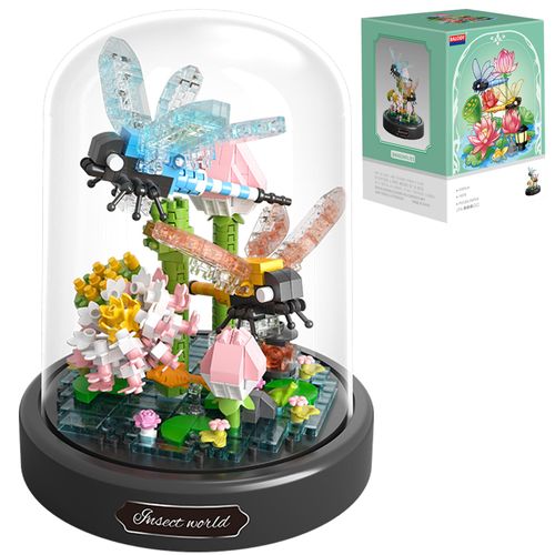 OLTLYUNH Insects Flower Building Set,Adult Mini Animals Friend Set,Insect Collection Gift for Kids,Party Favors Bugs Building Block Kit,Valentines New Year Birthday Gift for Boys Girls(Dragonflies)