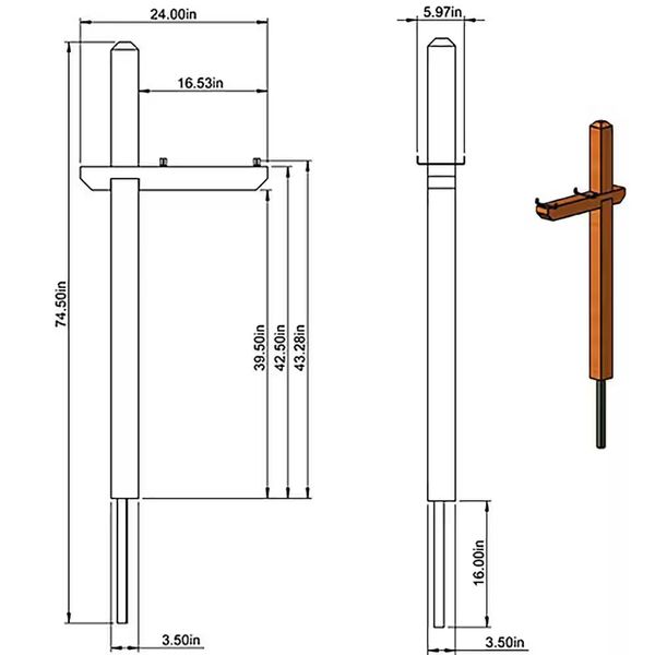 Cedar Deluxe, Drive-In, Crossarm, Mailbox Post Kit, Natural