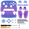 eXtremeRate Faceplate Backplate Handles for Nintendo Switch Pro Controller, Glitter Gradient Translucent Bluebell Replacement Hand Grip Housing Shell for Nintendo Switch Pro - Controller Without