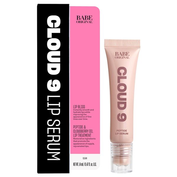 BABE ORIGINAL Cloud 9 Peptide Lip Serum | Daily Lip Treatment with Cloudberry Oil, Mushroom Extracts, Hyaluronic Acid for Dryness & Fine Lines | Smoothing & Hydrating Lip Moisturizer | Vegan Lip Care