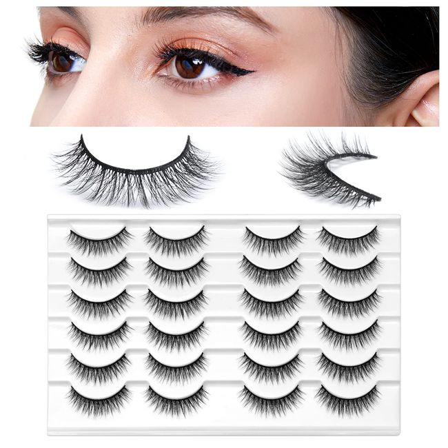 SONAFEEL False Lashes Natural Look Eye Lashes Pack Short Natural Eyelashes Wispy Strip Lashes Small Crisscross Daily Fake Eyelashes Reusable Faux 3d Mink Lashes Pestañas Postizas Naturales