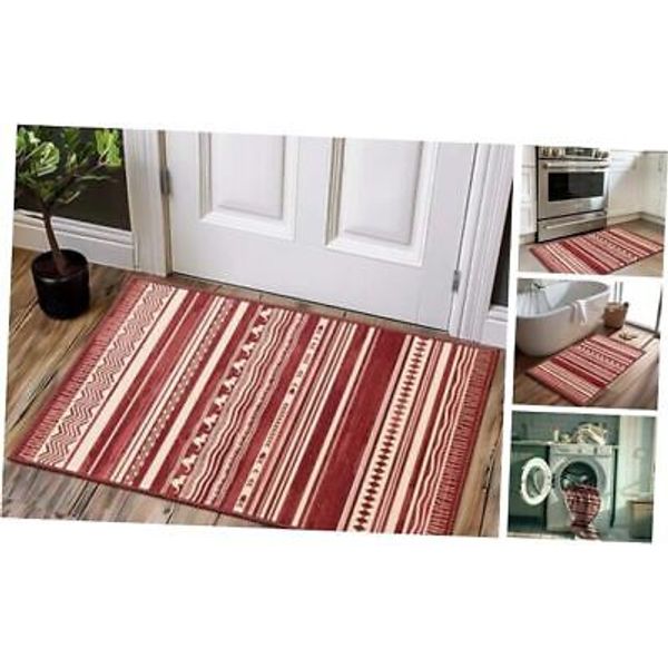 Washable Boho Front Door mat Outside Entrance 2x3 2’x3’ Boho Grey Christmas Red