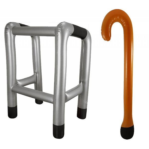 Inflatable Zimmer Frame and Walking Stick Blow Up Toy Novelty Gag Joke Dress Up