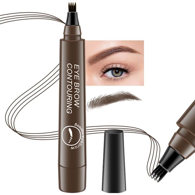 1Pcs Eyebrow Pencil Micro 4 Point Ink Pen by Brow Stylist - Eye Makeup Lift & Snatch Eyebrow Pen Kits Long-Lasting Waterproof Natural Eyebrow Hair (02# Dark brown)