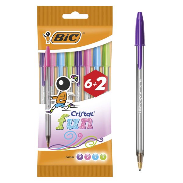 BIC 8963811 â€“ Pack of 6 + 2 Pens, Multi-Colour