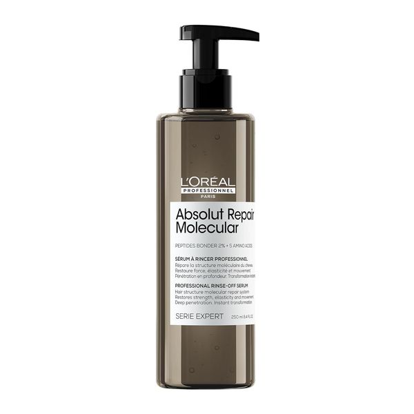 L'Oréal Professionnel Rinse-Off Serum für strukturgeschädigtes Haar, Zur molekularen Tiefenreparatur, Mit 2% Peptidbondern und 5 Aminosäuren, Serie Expert, Absolut Repair Molecular, 250 ml