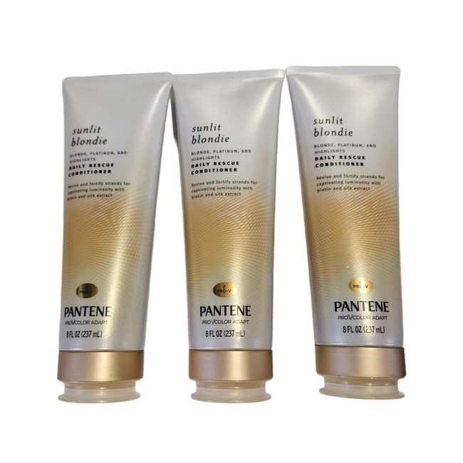 3 Pack Pantene Sunlit Blondie Daily Rescue Conditioner Toner For Blonde Hair 8oz