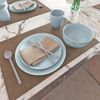 16-Piece Blue Bone China Dinnerware with Lightweight Durable Chip Resistant Desi