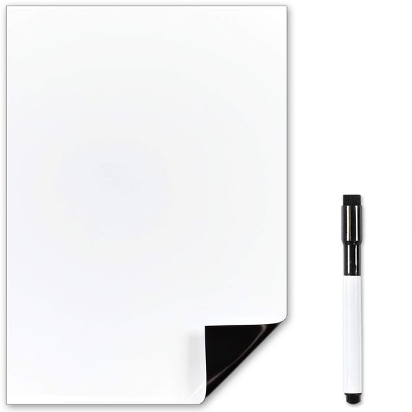 TMS A4 Magnetic Whiteboard for Fridge | Kitchen White Board with Dry Wipe Pen for Memos, Notes or Reminders | use as Notice Board, Weekly Meal Planner or to Do List