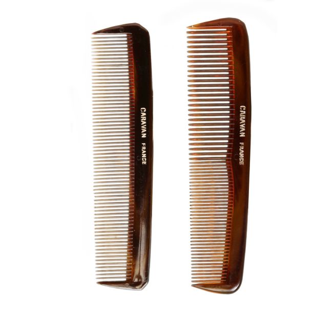 Caravan Tortoise Set Of 2 Shell Comb, Pocket Teeth