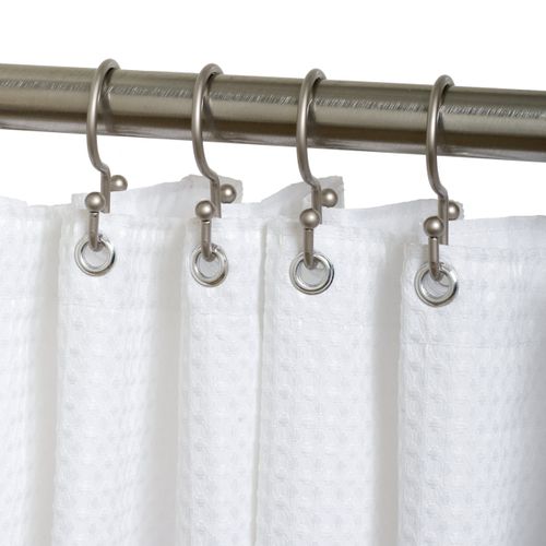 Zenna Home NeverRust Rustproof Aluminum Double Shower Hooks, Set of 12, Satin Nickel