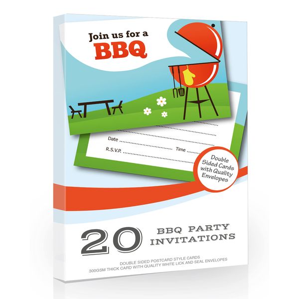 Olivia Samuel 20 x BBQ Party Invitations from Any Occasion - A6 Postcard Size - Ready to Write with Envelopes