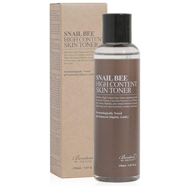 Benton Snail Bee High Content Skin (Toner) 150 ml (5,07 fl. Oz.) - Schneckensekretfiltrat und grüner Tee Wasser enthält feuchtigkeitsspendenden und beruhigenden Toner für ölige