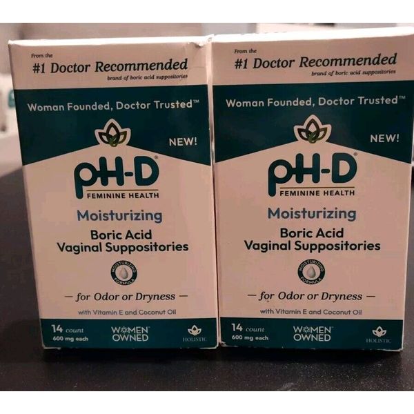 X2 pH-D Feminine Health, Boric Acid Moisturizing Vaginal Suppository EX 04/27 (M