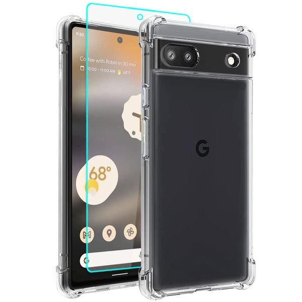 Google Pixel 6a Case with Screen Protector, Crystal Clear TPU Protective Cover