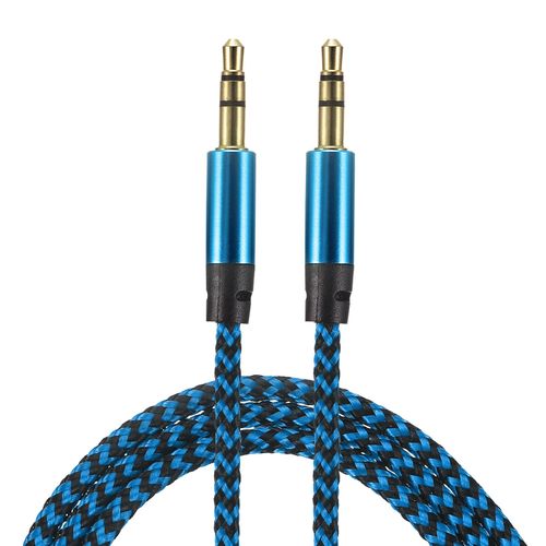 MECCANIXITY 2 Pack Aux Cable 3.5mm Male to Male Nylon Braided 3Ft 3 Pole Hi-Fi Stereo Sound Auxiliary Cord Blue for Earphones, Smart Phones, Home/Car Stereos, Speakers, Computers