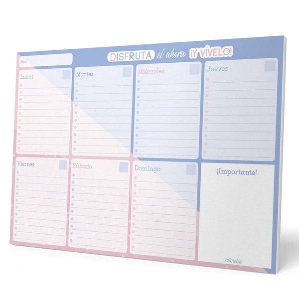 Grupo Erik Amelie Spanish Weekly Planner A4 | Spanish Calendar | Family Calendar | 54 Tear Off Pages | Desk Calendar | Organiser Planner | Spanish Gifts | Friends Gifts