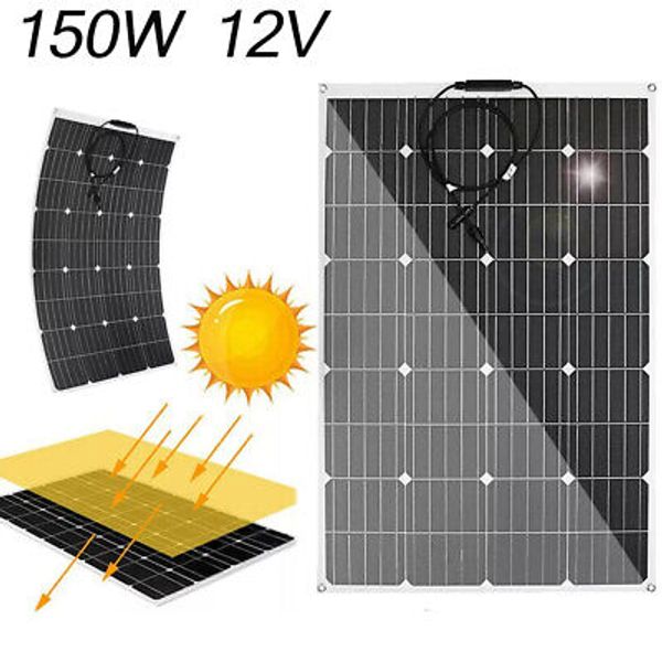 150W Flexible Solar Panel Car Boat Battery Charger Solar Panel Kit Waterproof