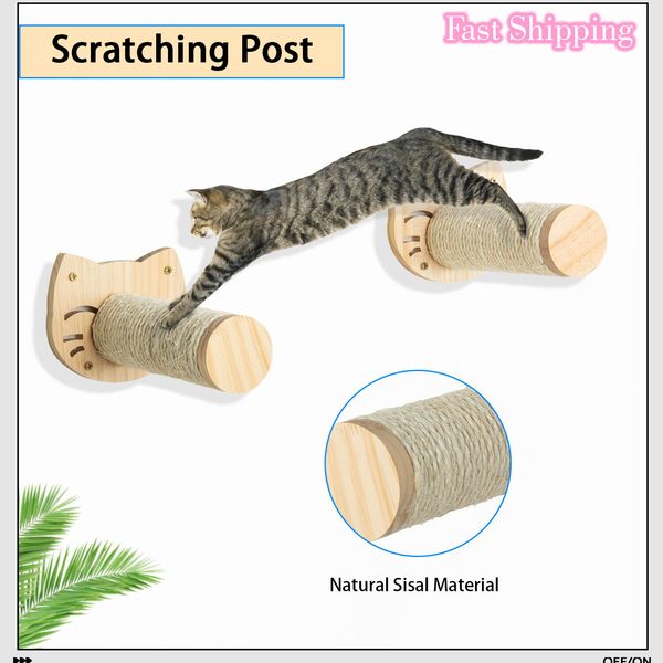 Wall-mounted Cat Hammock Bed With 2 Cat Scratching Posts Pet Furniture Shelf Kit