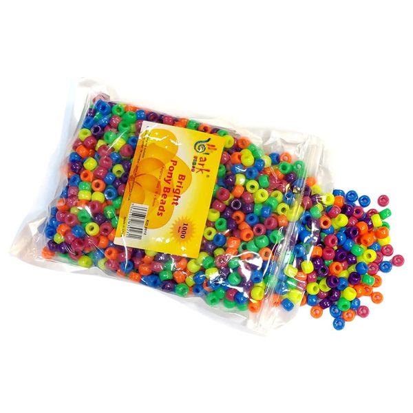Ark Craft Bright Pony Beads Assorted Colours - 1000PCS (KID0012)