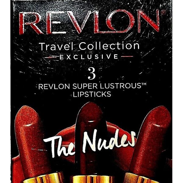 REVLON TRAVEL COLLECTION EXCLUSIVE SUPER LUSTROUS LIPSTICK-3PACK-THE NUDES-BNIB