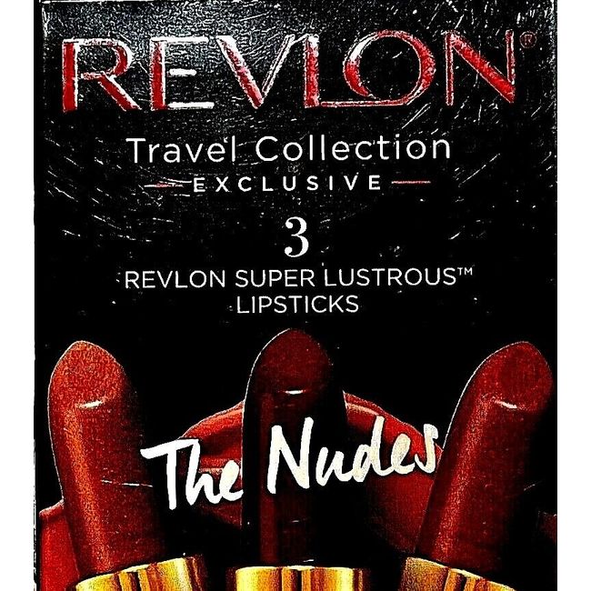 REVLON TRAVEL COLLECTION EXCLUSIVE SUPER LUSTROUS LIPSTICK-3PACK-THE NUDES-BNIB