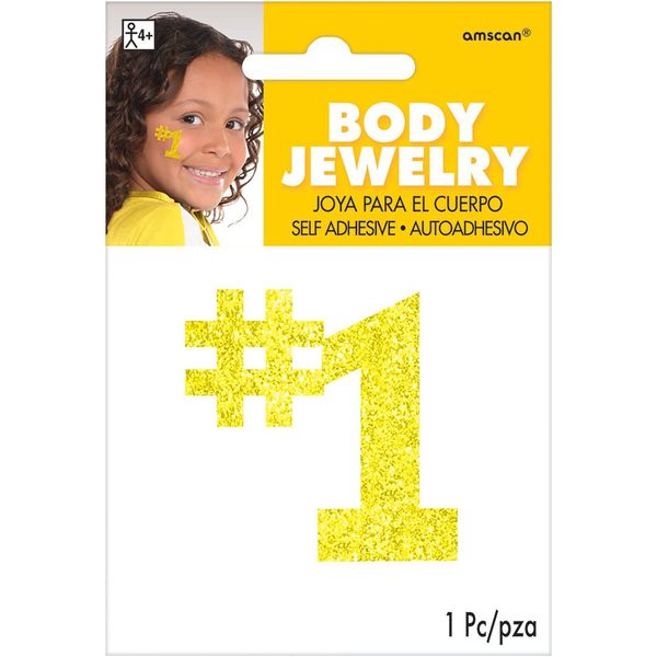 Amscan Glitter Body Jewelry Accessory, One Size, Yellow
