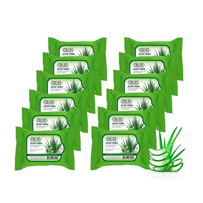 Callas Aloe Vera Cleansing & Make up Remover 30 Wipes *New* x 12 (Pack) [US]