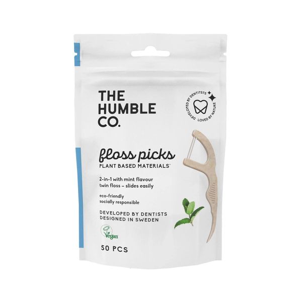 The Humble Co, 2-in-1 Floss Picks, Mint, 50 Picks
