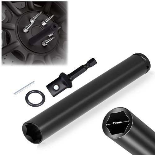 YUEARN Spike Lug Nuts Socket, Durable Socket with 19mm Hex, Universal Spiked Lug Nuts Socket Replacement Tool Compatible with M14x1.5,M14x2.0, 9/16-18,1/2-20,M12x1.5,M12x1.25 Spiked Lug Nut (1PCS) (1)