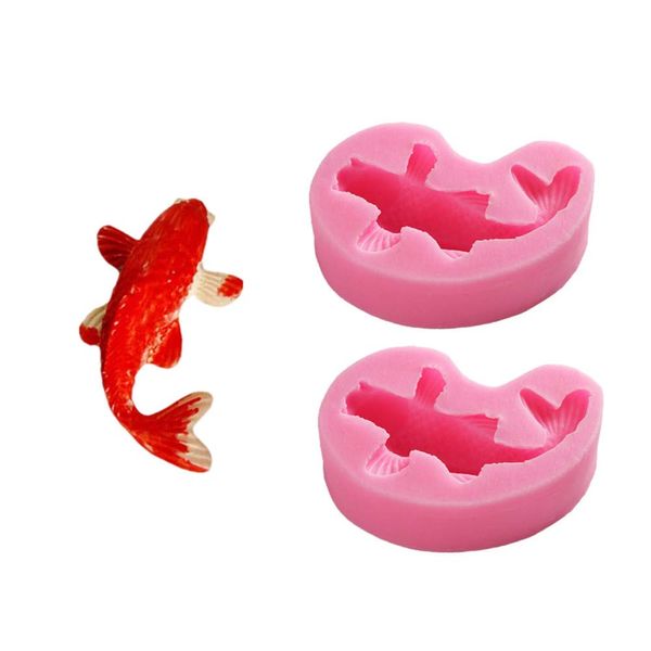 2 Pieces Koi Fish Silicone Mold Fish Candy Fondant Mold Fish Shaped Chocolate Baking Mold Tool for Cake Cupcake Decorating Gum Paste Polymer Clay