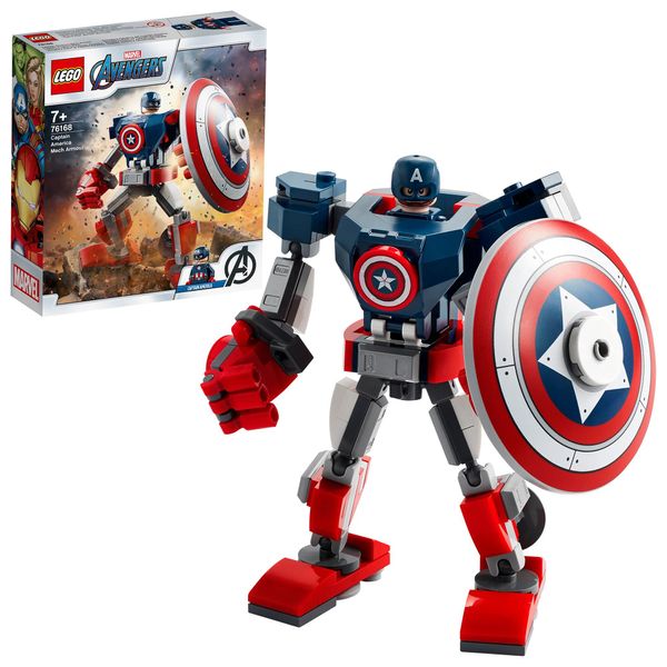 LEGO 76168 Marvel Avengers Captain America Mech Set, Action Figure for Boys and Girls from 7 Years