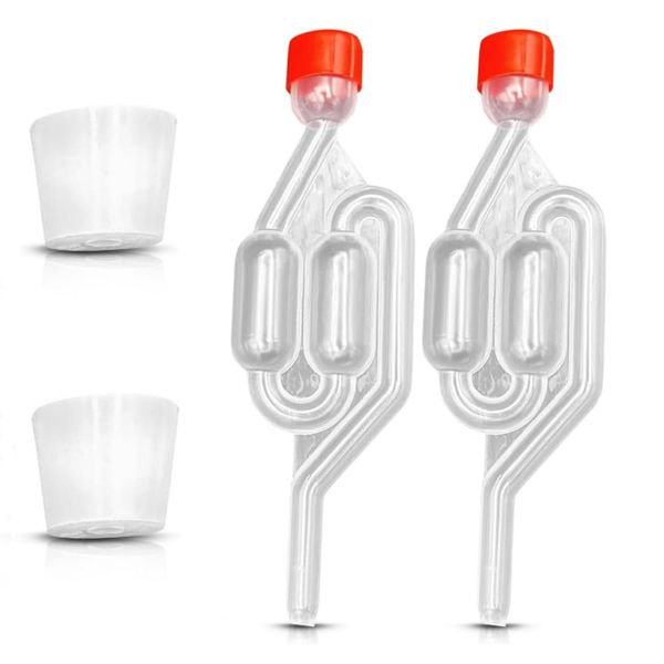 2 Set Fermentation Airlocks and Bung Set Plastic Bubbler Air Lock for Home Brewing Essential Equipment for Wine Making and Cider Making