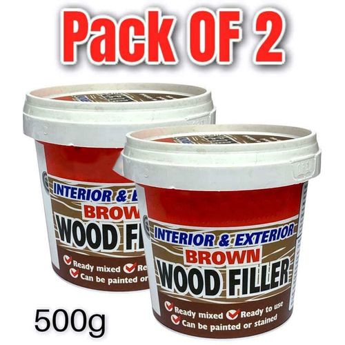 2 Pcs Ready Mixed Brown Wood Filler Cracks Remover 500g For Interior & Exterior
