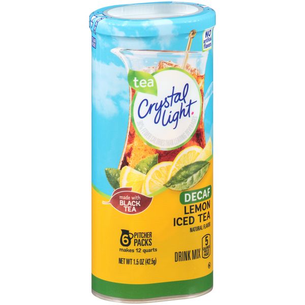 Crystal Light Lemon Decaf Iced Tea Natural Flavor Drink Mix, 12-Quart Canister (Pack of 6)