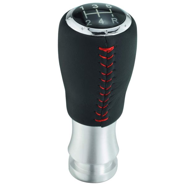 Lunsom PU Shift Knob Car 5 Speed Shift Knob General Auto Manual Car (Red Stitching)