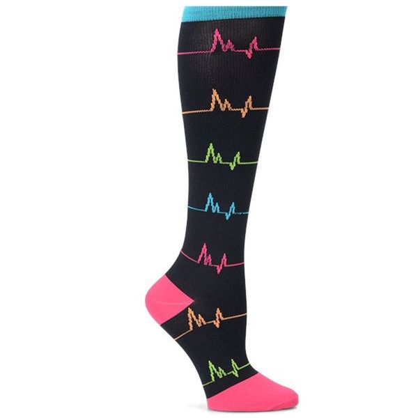 Nurse Mates Wide Calf Socks | 12-14 mmHg Compression | Up to 22" for Large Calf | Comfortable | 1 Pair | Black EKG