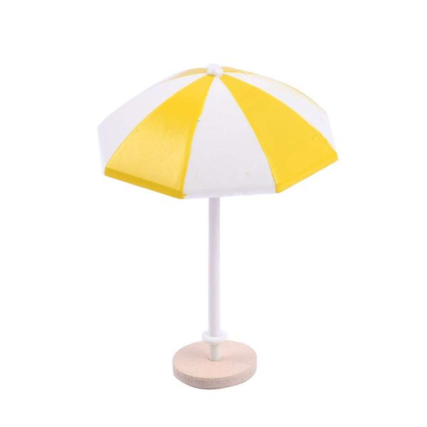 FRECI 1/12 Dollhouse Beach Umbrella Plastic Deck Chair Umbrella Beach Accessories Aquarium Terrariums Decoration Cake Ornaments - Yellow L