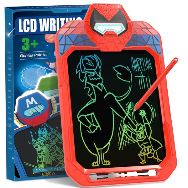 BUKEBU LCD Writing Tablet Doodle Board 10 Inch, Colorful Drawing Pad, Electronic Drawing Tablet, Drawing Pads,Travel Gifts for Kids Ages 3 4 5 6 7 8 Year Old Girls Boys (Alien Warrior)